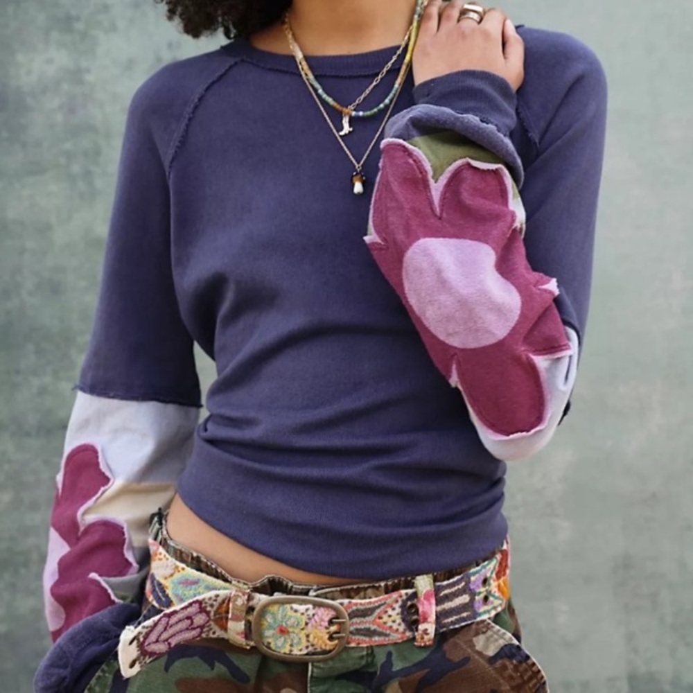 FREE PEOPLE Jenny Krauss Floral Embroidered Belt dream in color size lg new